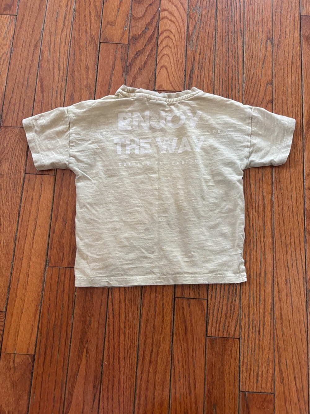 Zara Kids Short Sleeve Tee in Light Cream with White Graphic